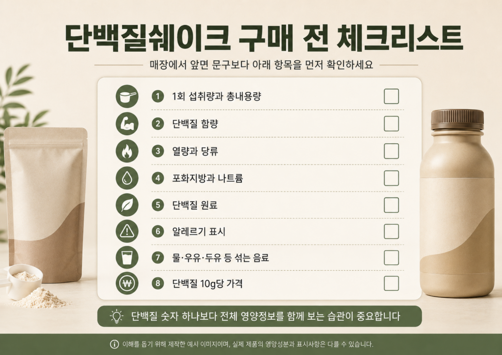 올리브영 단백질쉐이크 구매 전 영양정보와 알레르기 표시를 확인하는 체크리스트