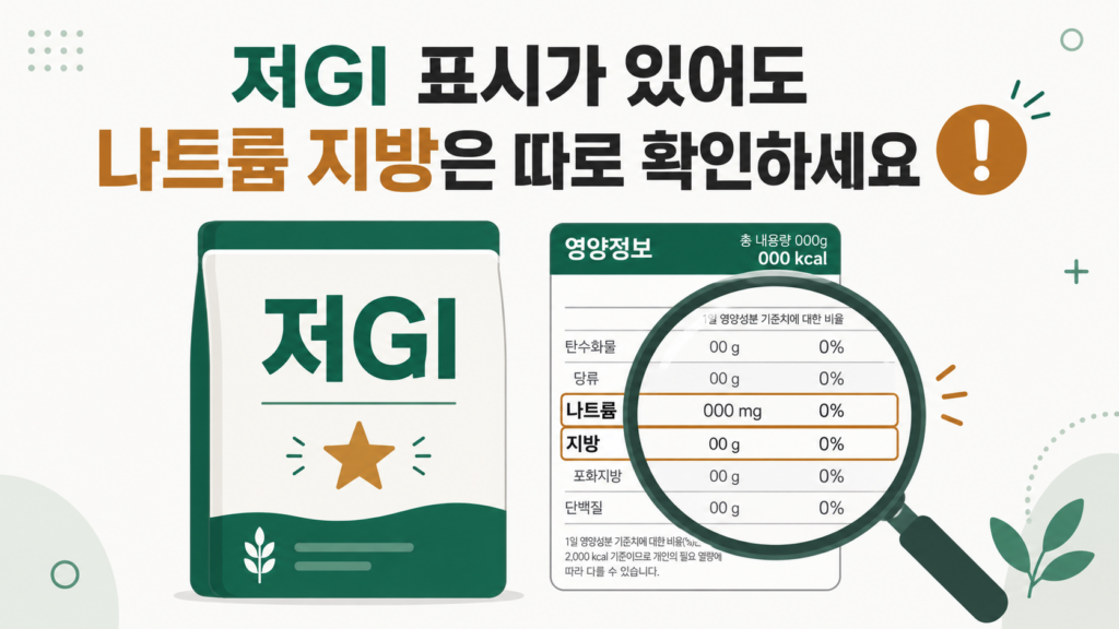 저GI 표시와 나트륨·지방 등 다른 성분 비교 이미지