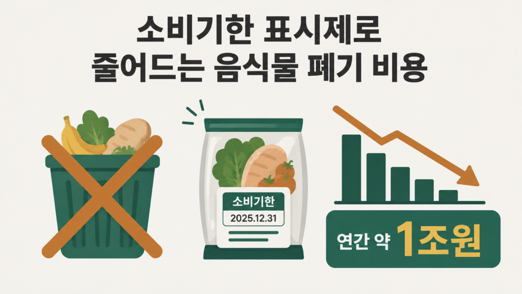 소비기한 표시제 도입 이유와 음식물 폐기 감소 효과 이미지