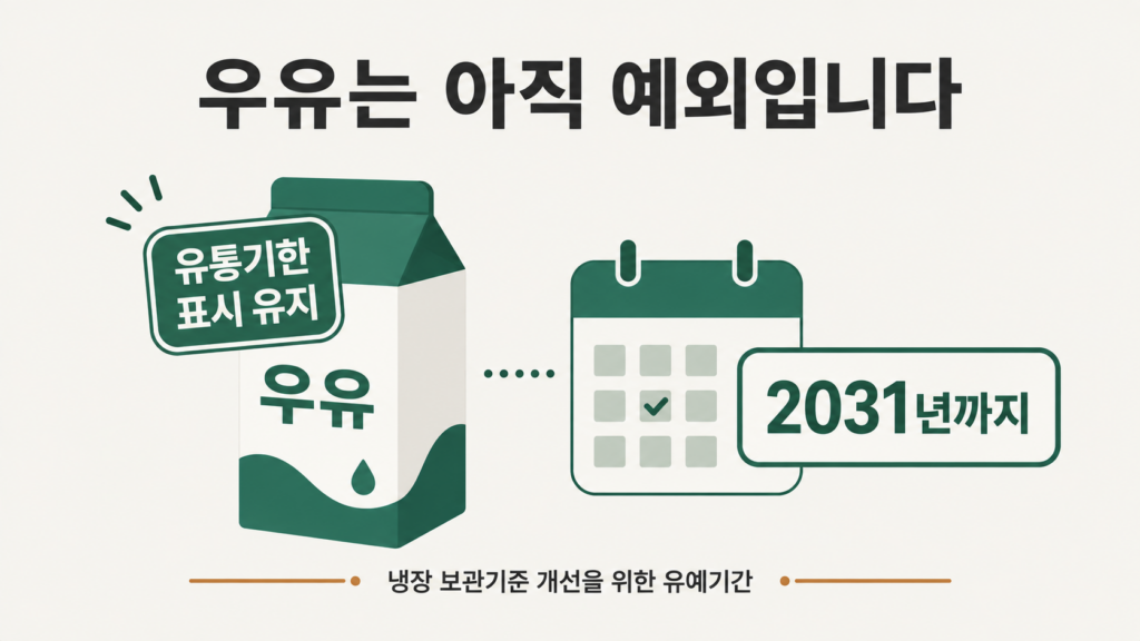 우유 유통기한 예외 및 2031년 유예기간 설명 이미지