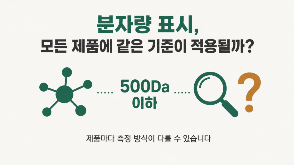 콜라겐 함량 mg과 분자량 Da 표시 확인 방법 이미지