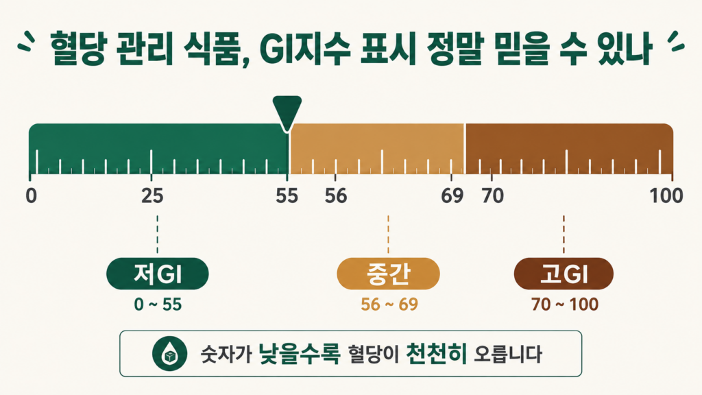 GI지수 개념과 0~100 척도를 보여주는 이미지