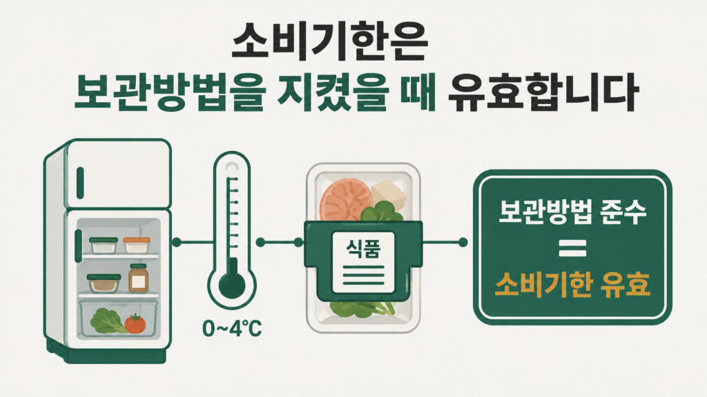 소비기한이 보관방법을 전제로 한 기준이라는 오해 정정 이미지